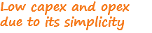 Low capex and opex due to its simplicity